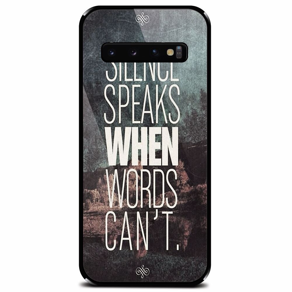 Husa din sticla securizata pentru Samsung Galaxy S10, Silence Speaks When Word Cannot