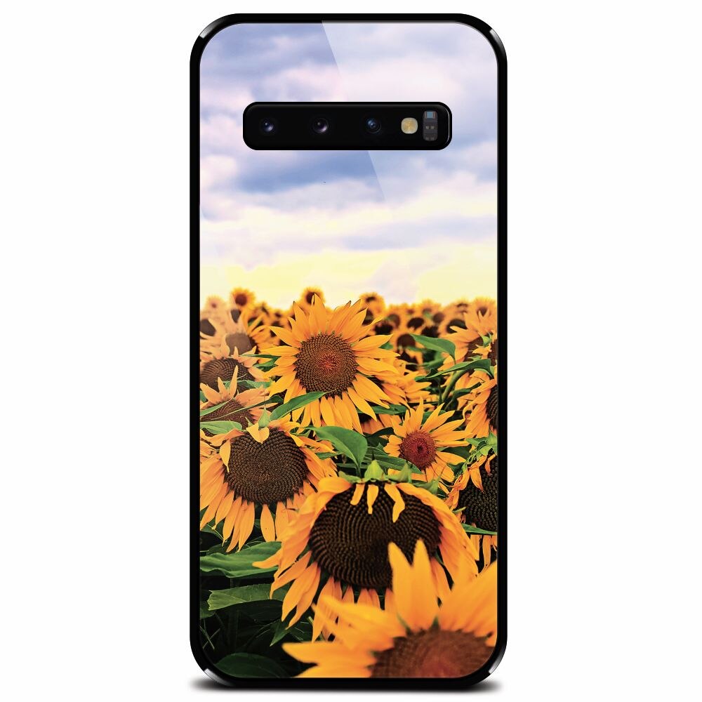 Husa din sticla securizata pentru Samsung Galaxy S10 Plus, Sunflowers