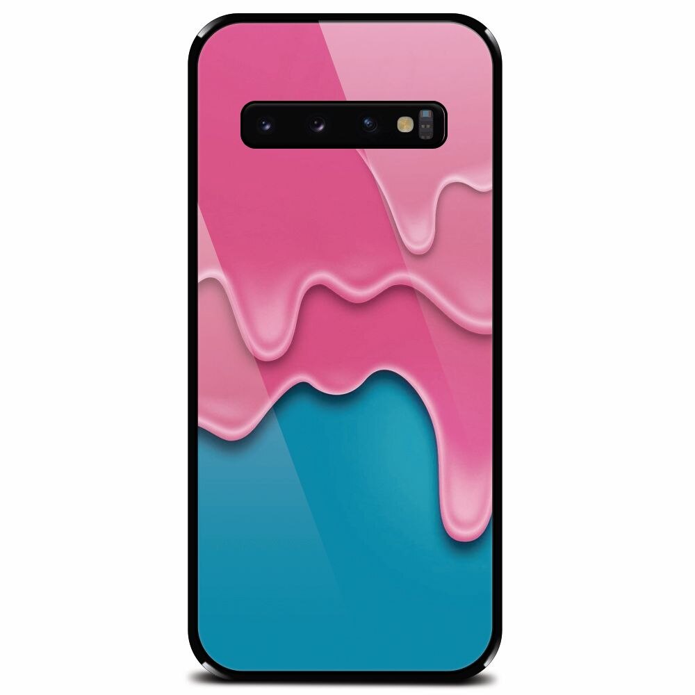 Husa din sticla securizata pentru Samsung Galaxy S10 Plus, Pink Liquid Dripping