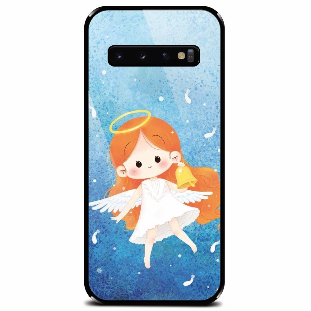 Husa din sticla securizata pentru Samsung Galaxy S10 Plus, Cute Angel