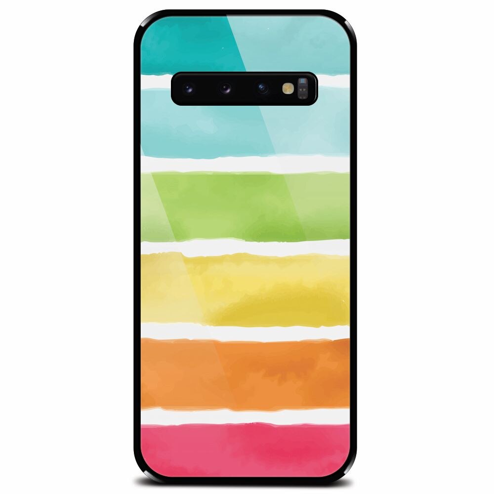 Husa din sticla securizata pentru Samsung Galaxy S10 Plus, Watercolors