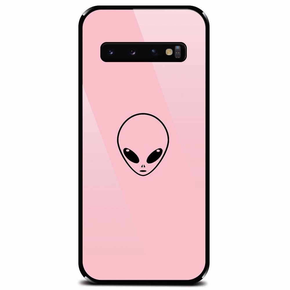 Husa din sticla securizata pentru Samsung Galaxy S10, Pink Alien