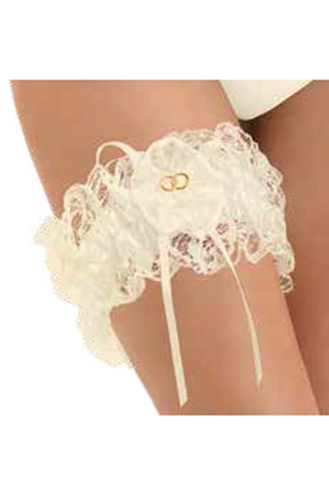 Jartea pentru mirese cu 2 verighete aplicate, Intimamoda, Avorio, masura universala