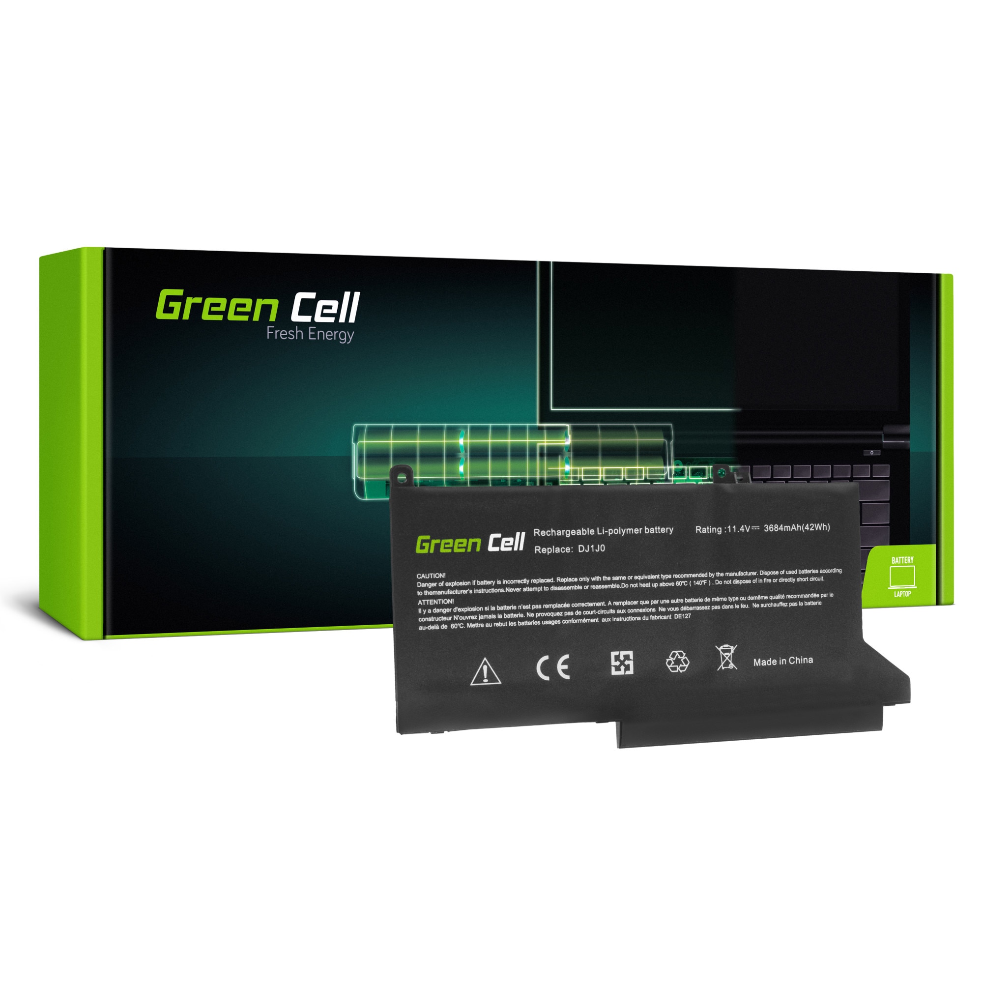 Baterie laptop DJ1J0 pentru Dell Latitude 7280 7290 7380 7390 7480 7490 acumulator marca Green Cell