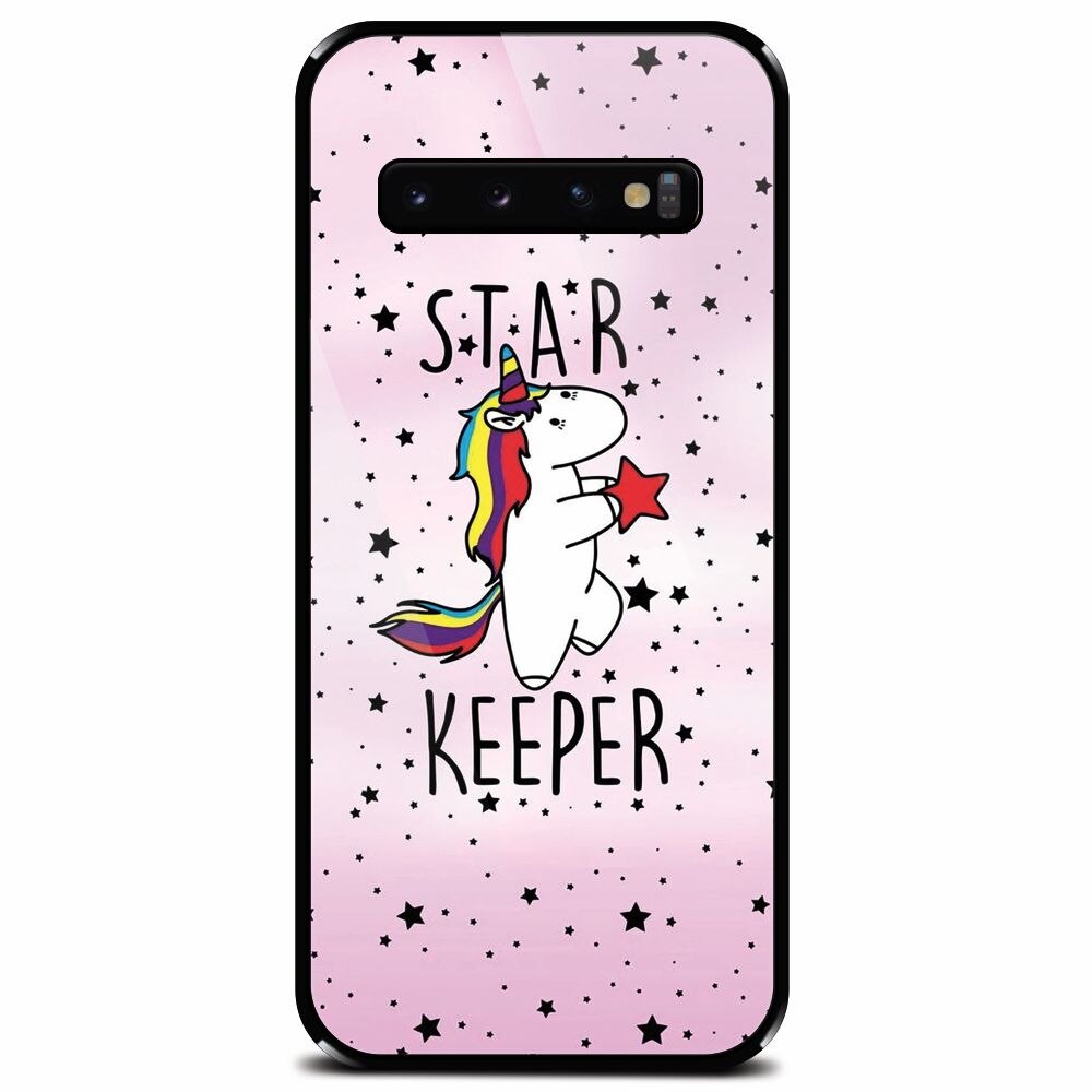 Husa din sticla securizata pentru Samsung Galaxy S10 Plus, Unicorn Star Keeper