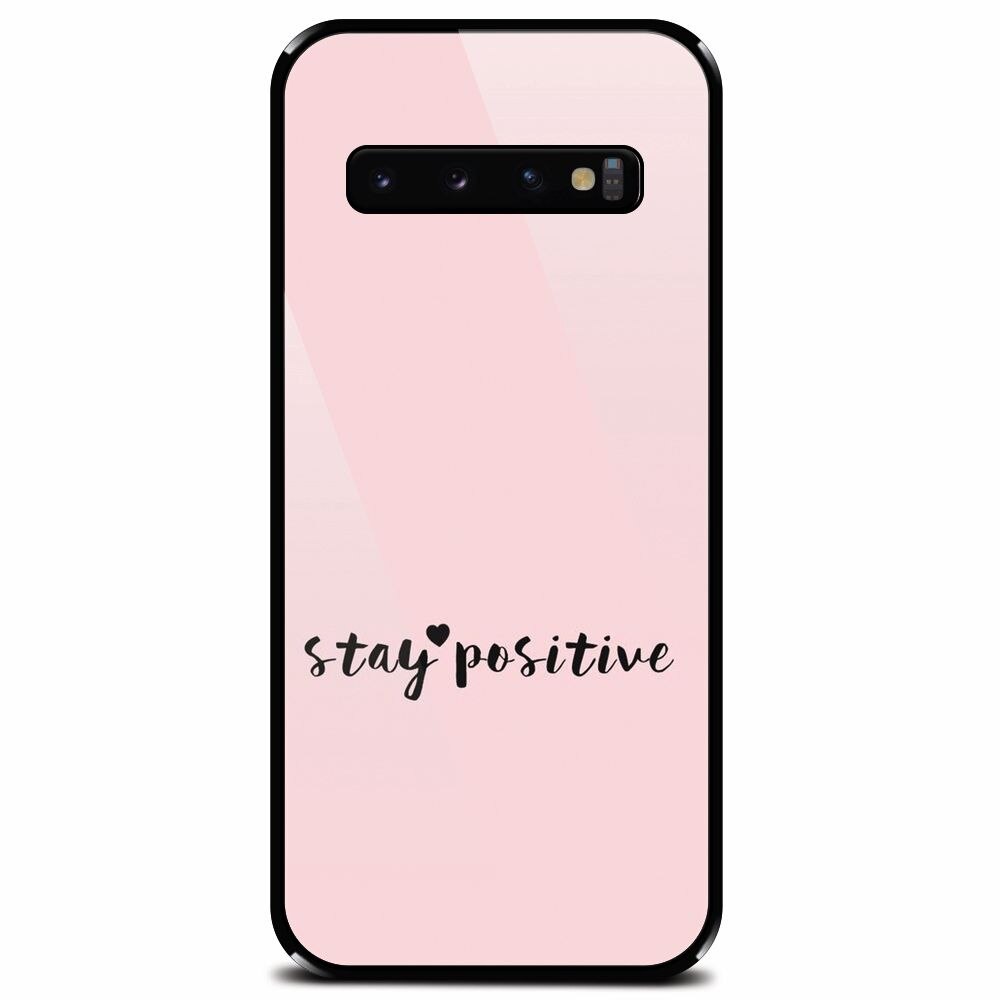 Husa din sticla securizata pentru Samsung Galaxy S10 Plus, Stay Positive