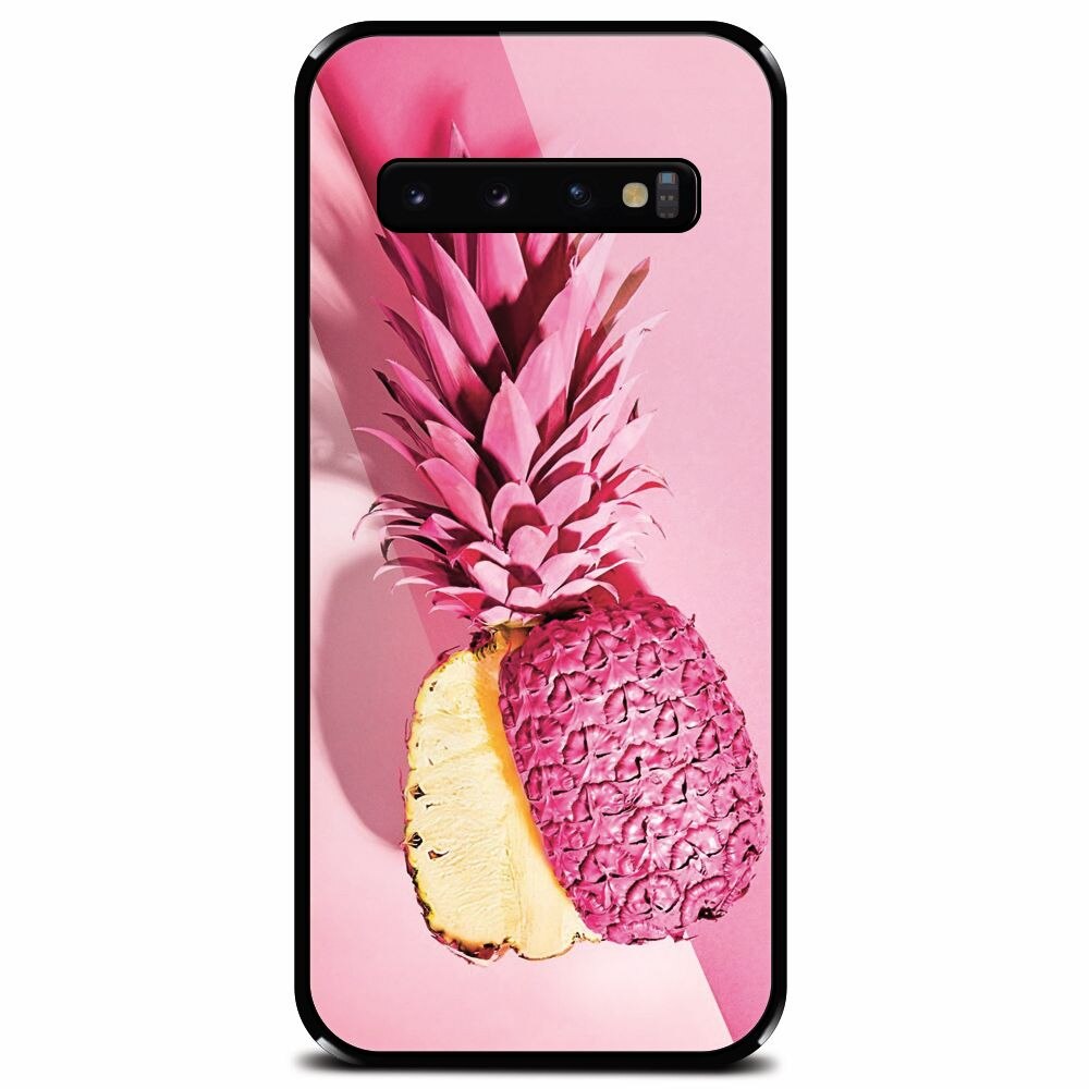 Husa din sticla securizata pentru Samsung Galaxy S10 Plus, Pink Pineapple