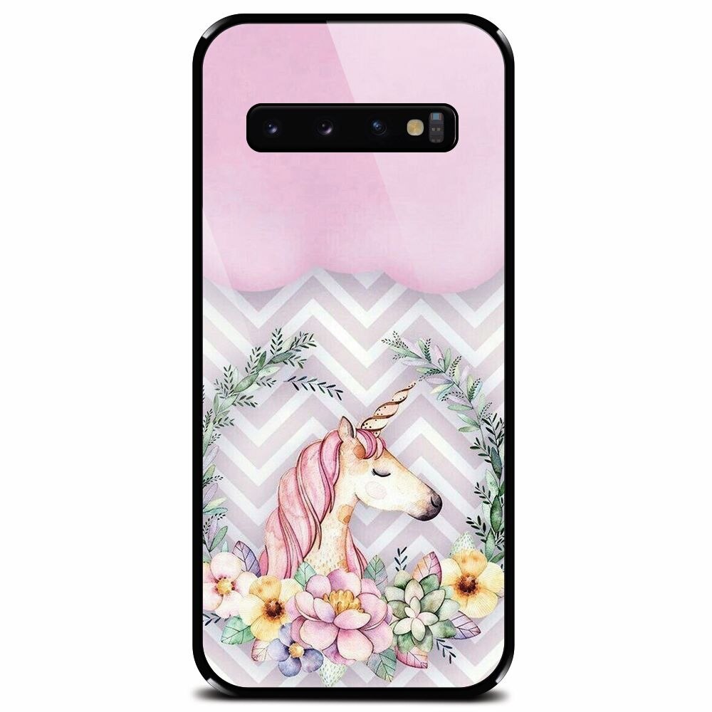 Husa din sticla securizata pentru Samsung Galaxy S10, Aesthetic Unicorn