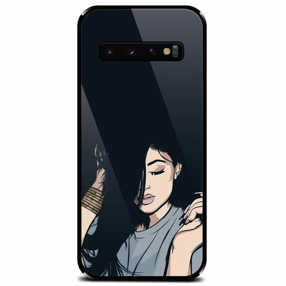 Husa din sticla securizata pentru Samsung Galaxy S10 Plus, Simple Girl