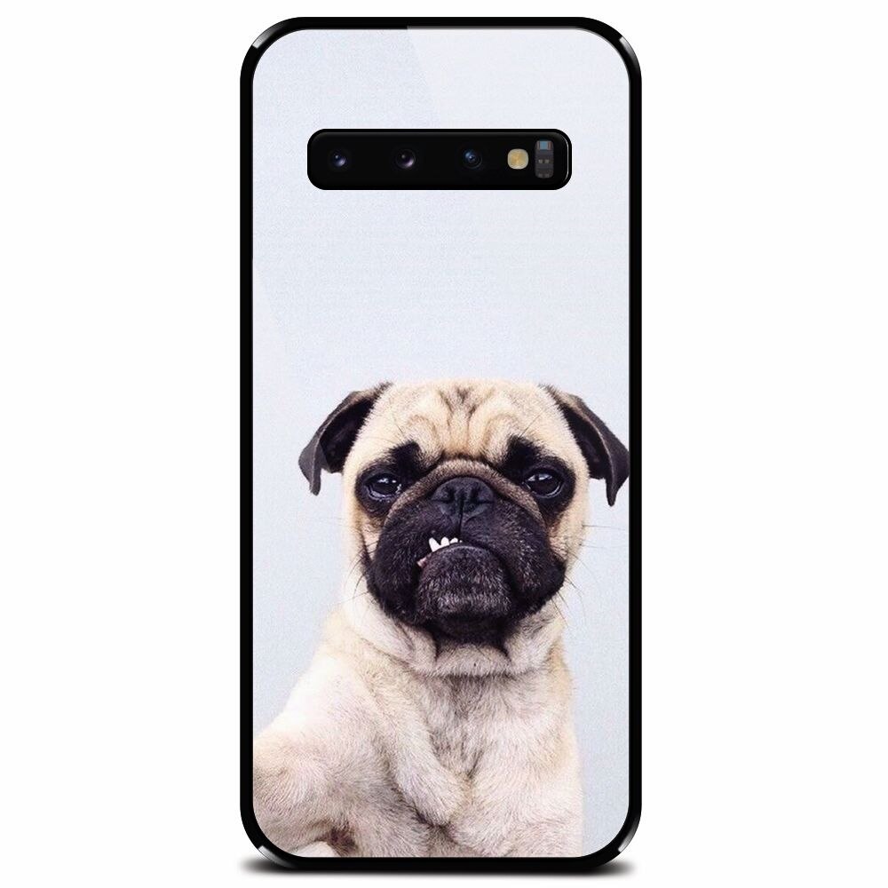 Husa din sticla securizata pentru Samsung Galaxy S10 Plus, Simple Pug Selfie