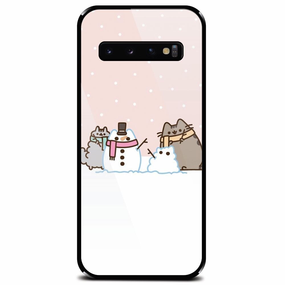 Husa din sticla securizata pentru Samsung Galaxy S10 Plus, Cat And Snowman