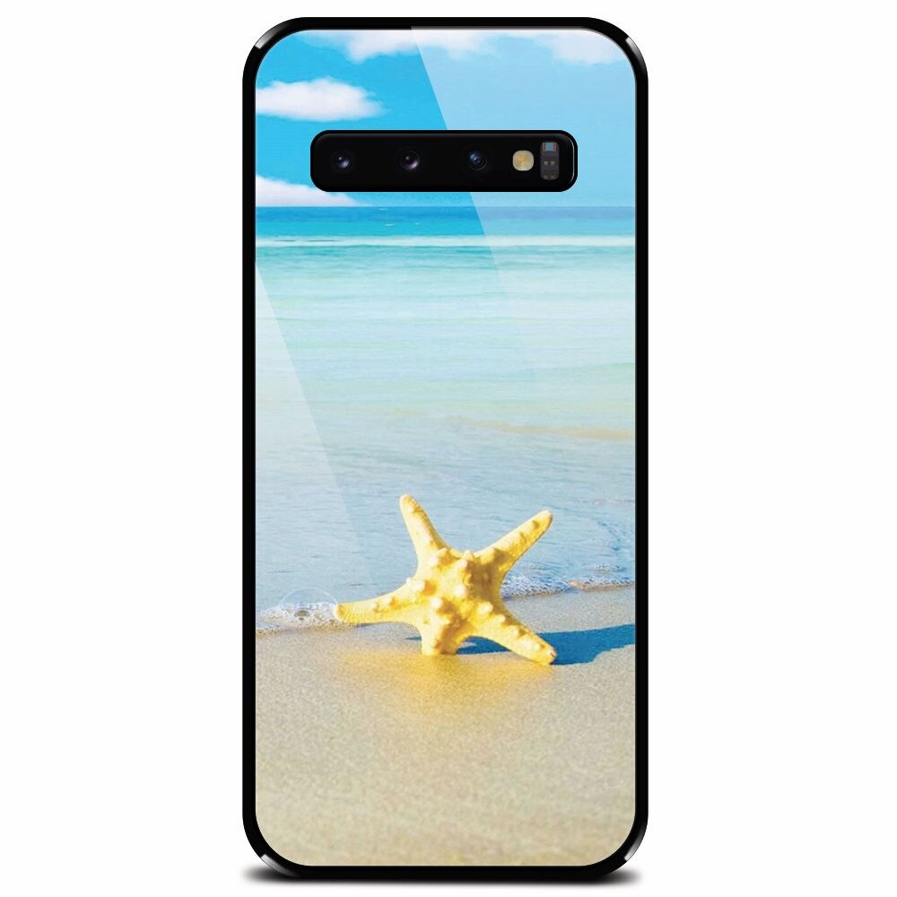 Husa din sticla securizata pentru Samsung Galaxy S10 Plus, Starfish Beach