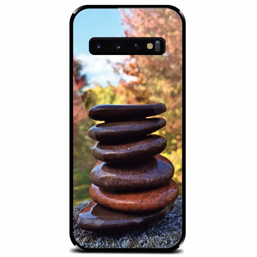 Husa din sticla securizata pentru Samsung Galaxy S10, Stacking Stones