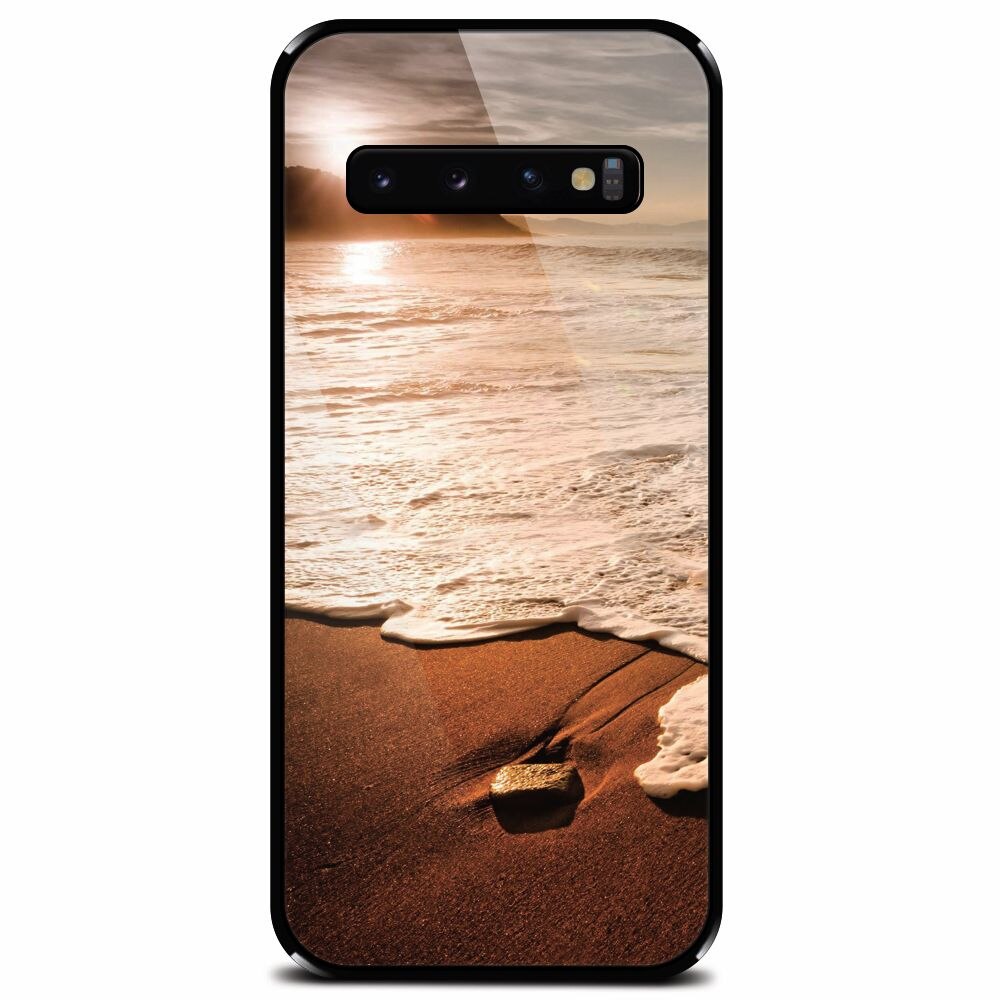 Husa din sticla securizata pentru Samsung Galaxy S10 Plus, Sunset Foamy Beach Wave