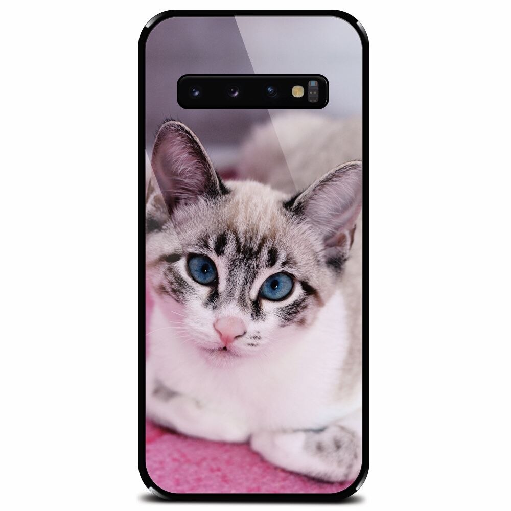 Husa din sticla securizata pentru Samsung Galaxy S10, Siamese Kitty