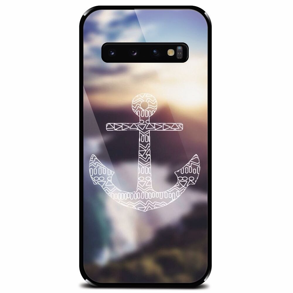 Husa din sticla securizata pentru Samsung Galaxy S10, Ancora