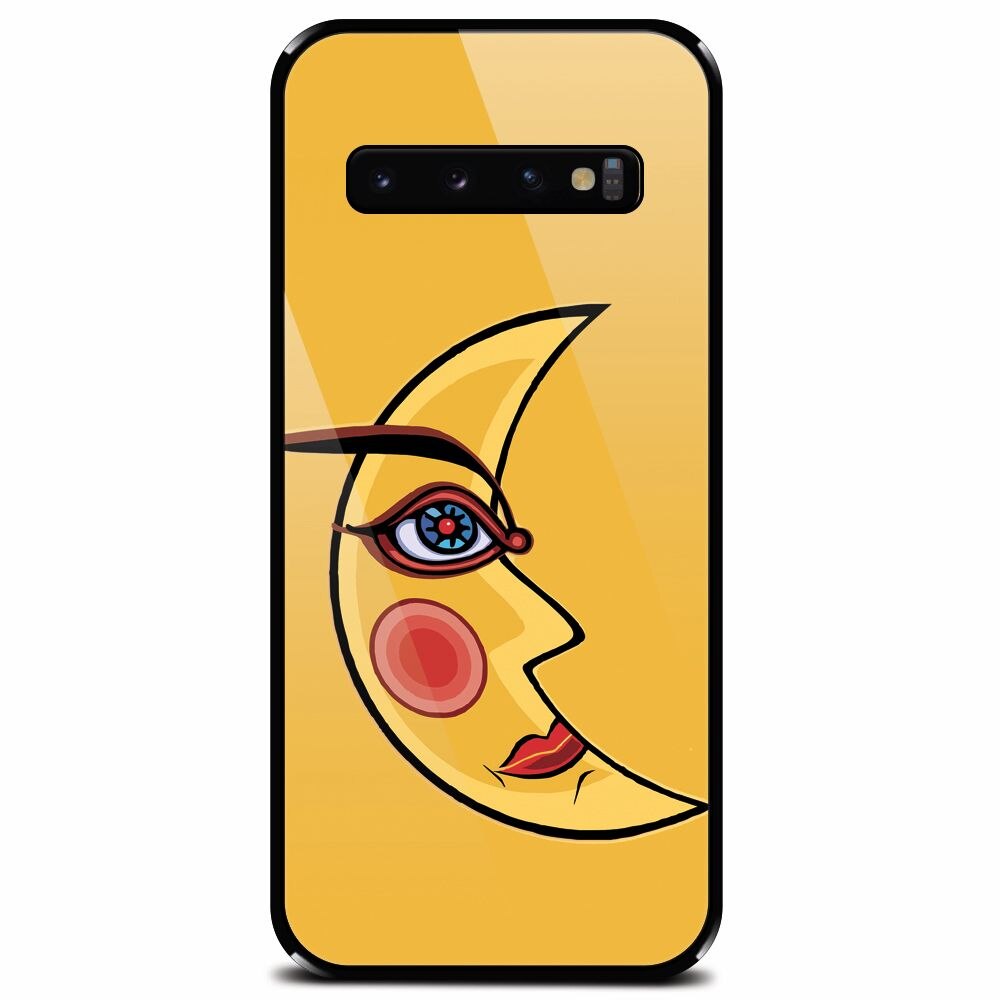 Husa din sticla securizata pentru Samsung Galaxy S10 Plus, Yellow Moon