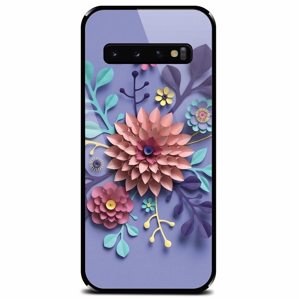 Husa din sticla securizata pentru Samsung Galaxy S10, Flower Artwork