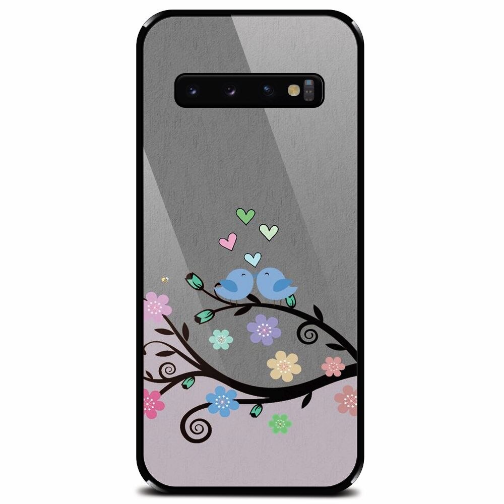 Husa din sticla securizata pentru Samsung Galaxy S10, Bird Love