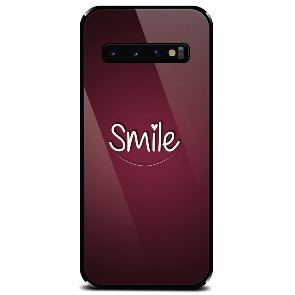 Husa din sticla securizata pentru Samsung Galaxy S10 Plus, Smile Love