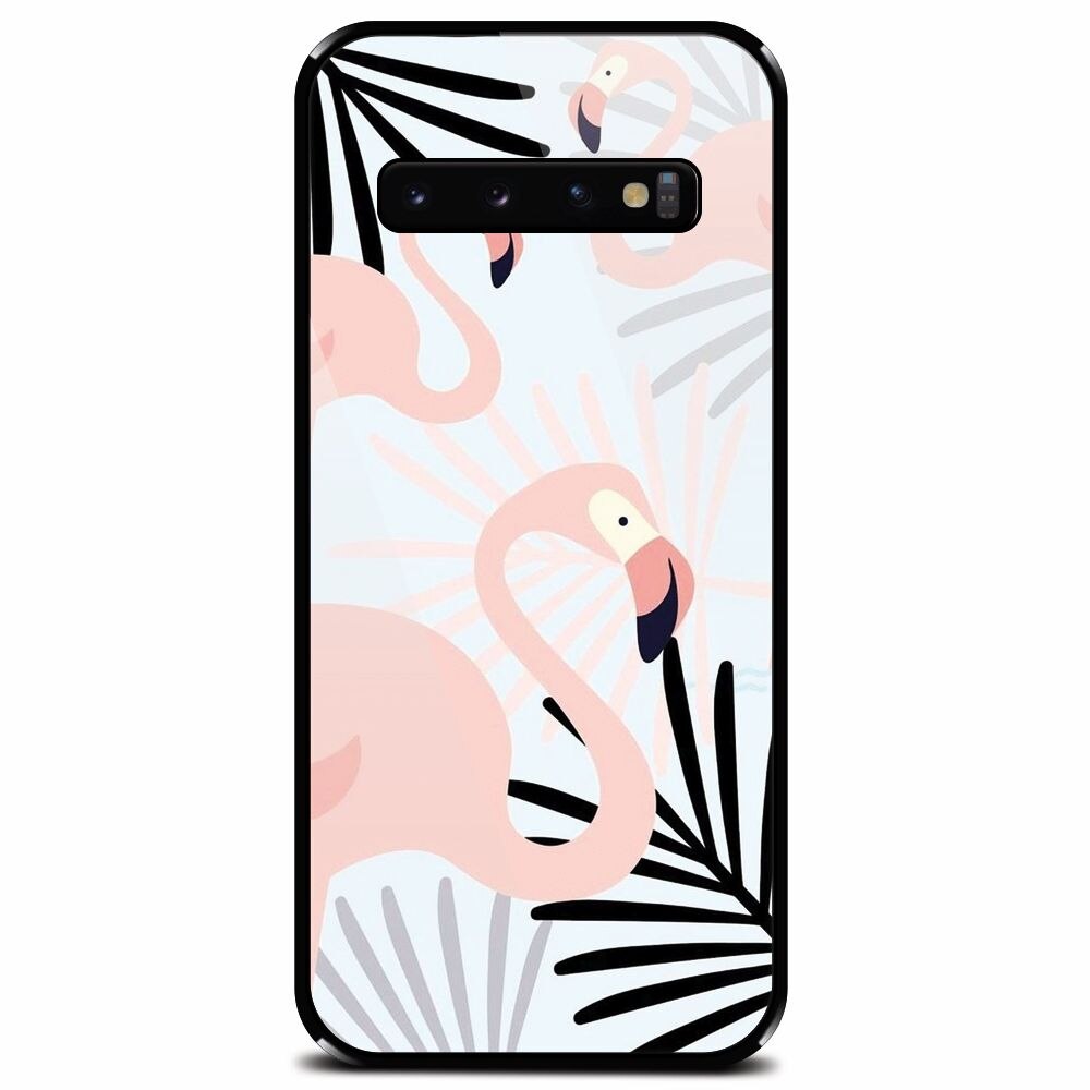 Husa din sticla securizata pentru Samsung Galaxy S10 Plus, Flamingo