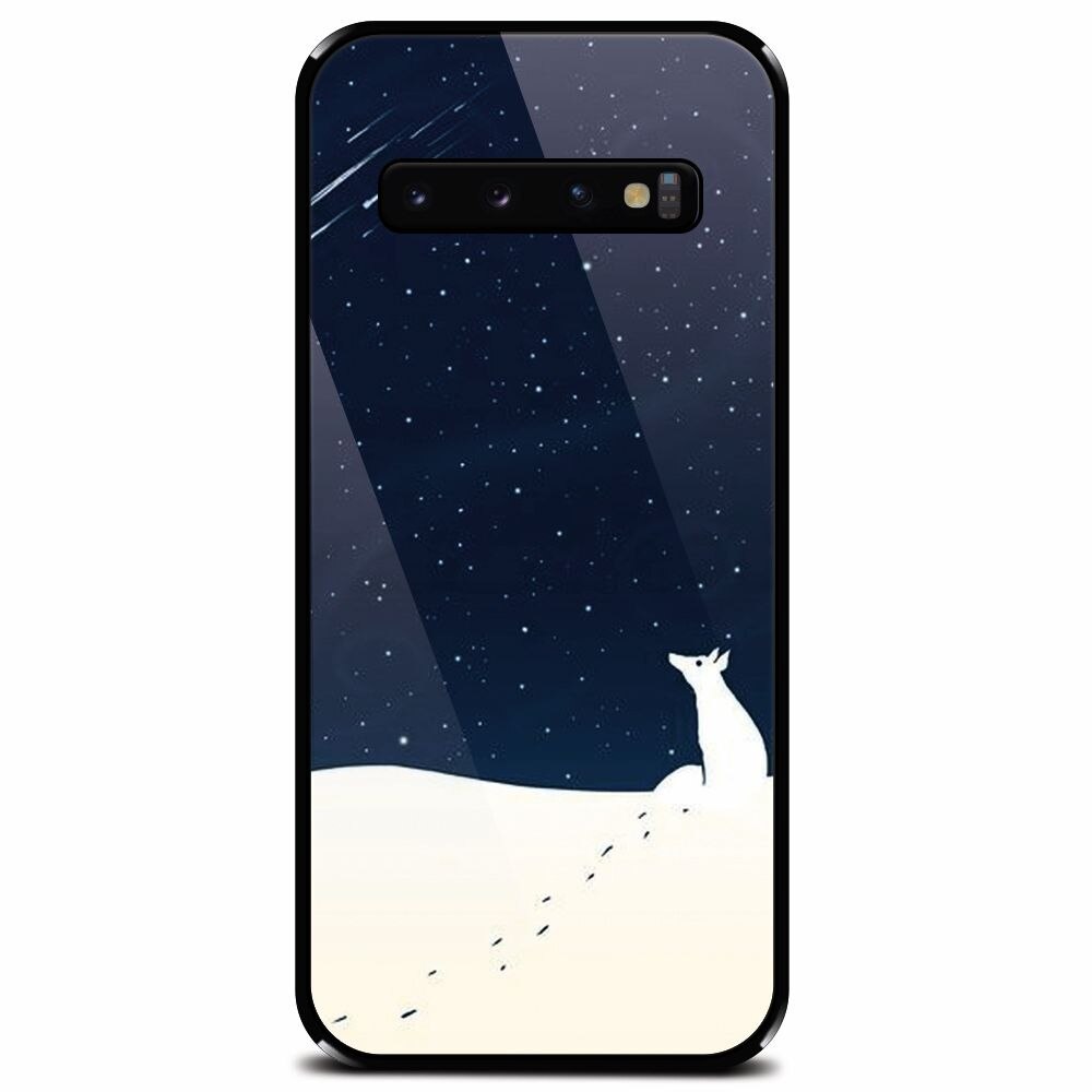 Husa din sticla securizata pentru Samsung Galaxy S10, Winter Night