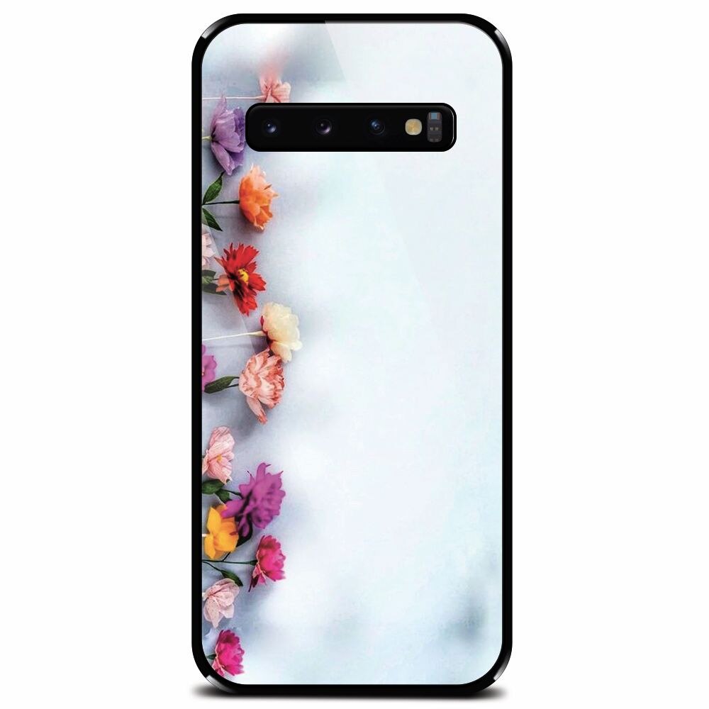 Husa din sticla securizata pentru Samsung Galaxy S10, Flowers