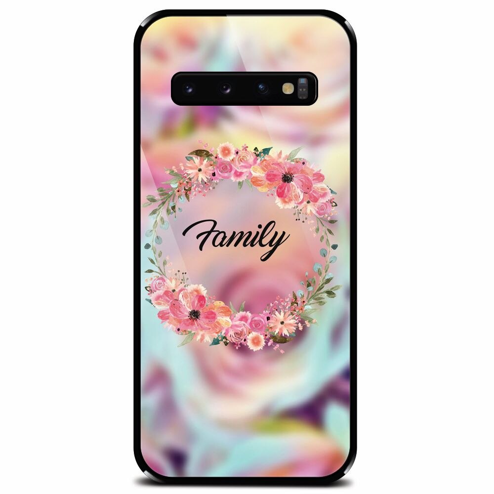 Husa din sticla securizata pentru Samsung Galaxy S10 Plus, Family
