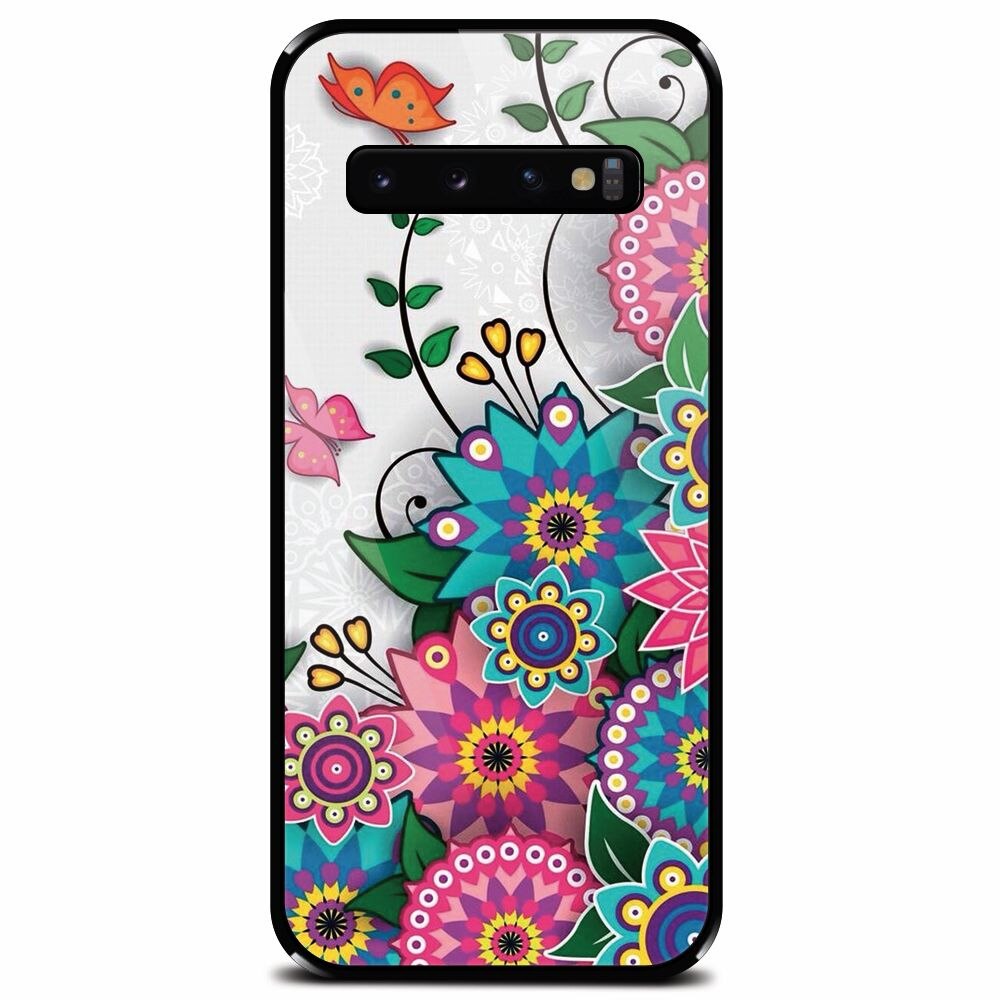 Husa din sticla securizata pentru Samsung Galaxy S10 Plus, Mandala Flowers