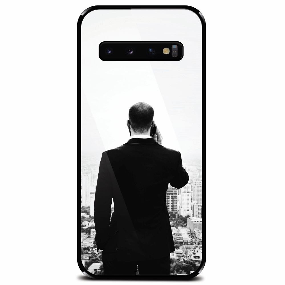 Husa din sticla securizata pentru Samsung Galaxy S10 Plus, Man In Suit
