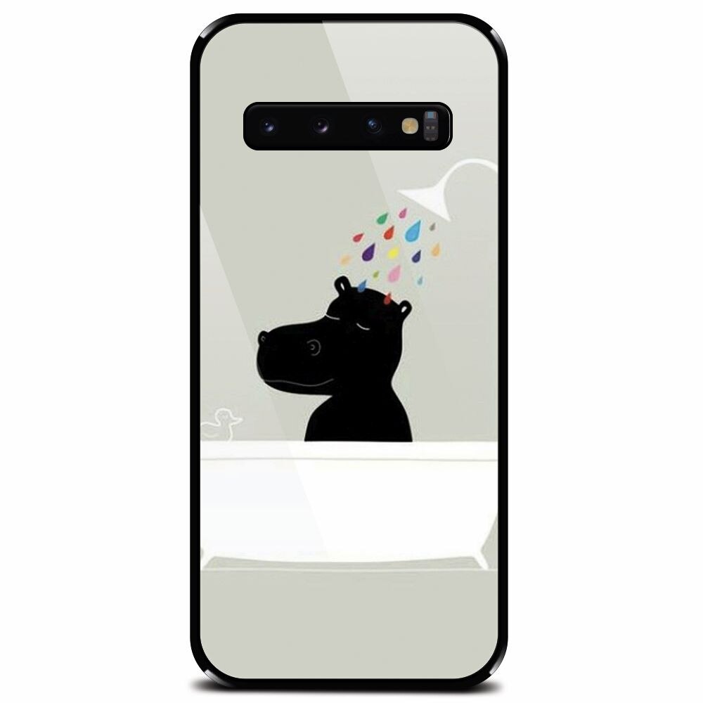 Husa din sticla securizata pentru Samsung Galaxy S10 Plus, Hippo Bath