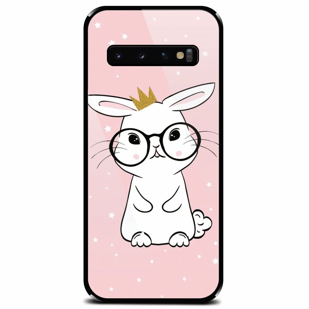 Husa din sticla securizata pentru Samsung Galaxy S10 Plus, Cute Rabbit