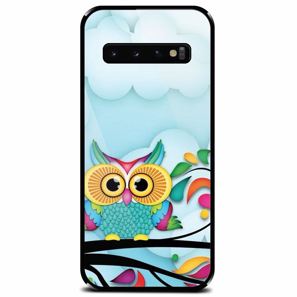 Husa din sticla securizata pentru Samsung Galaxy S10 Plus, Owl 102