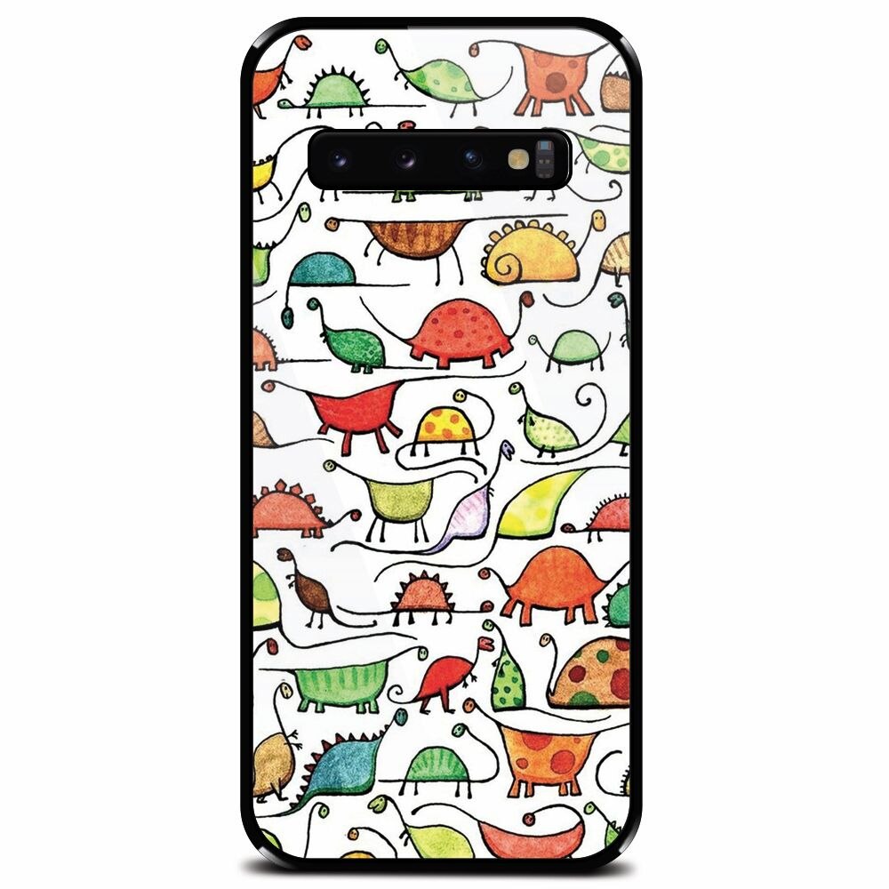 Husa din sticla securizata pentru Samsung Galaxy S10, Dino