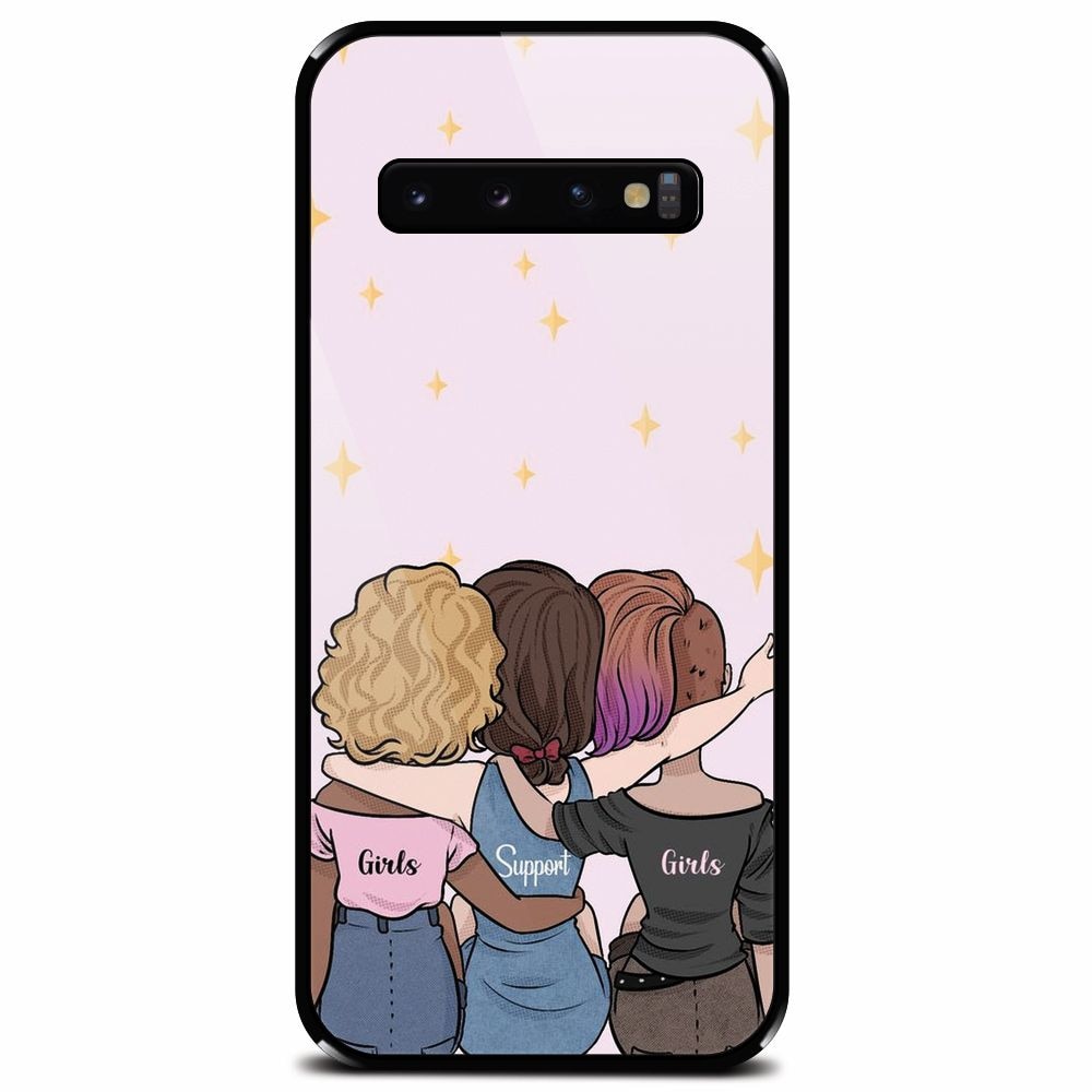 Husa din sticla securizata pentru Samsung Galaxy S10 Plus, Girls Support Girls