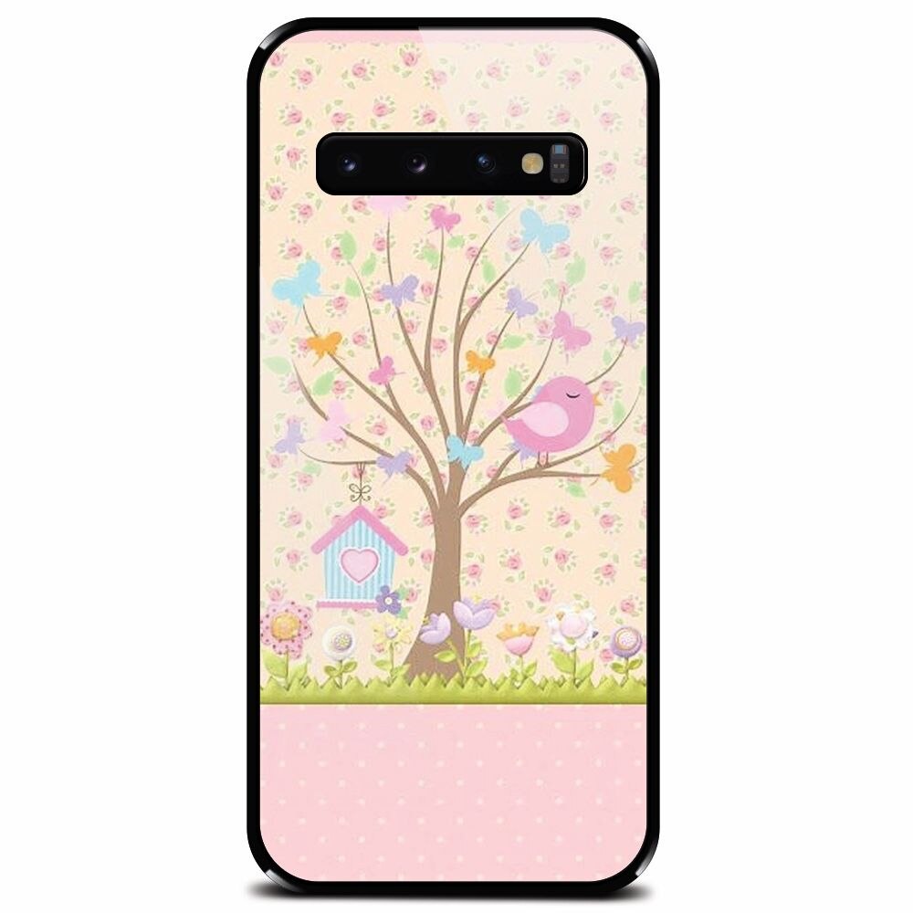 Husa din sticla securizata pentru Samsung Galaxy S10, Cute Birdhouse