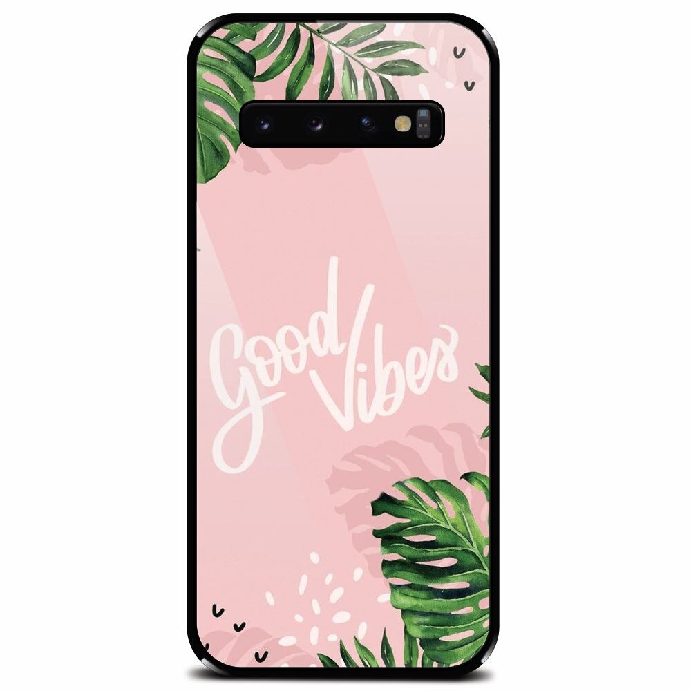 Husa din sticla securizata pentru Samsung Galaxy S10, Good Vibes