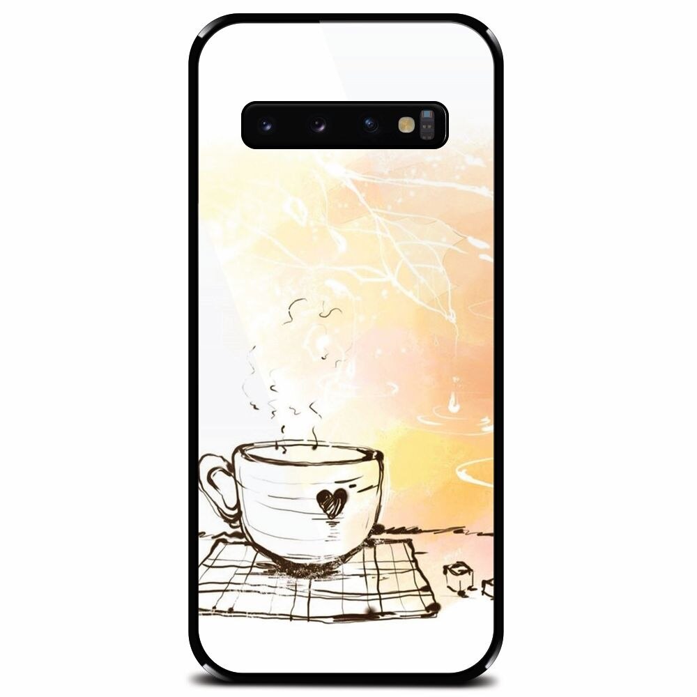 Husa din sticla securizata pentru Samsung Galaxy S10 Plus, Coffe Love