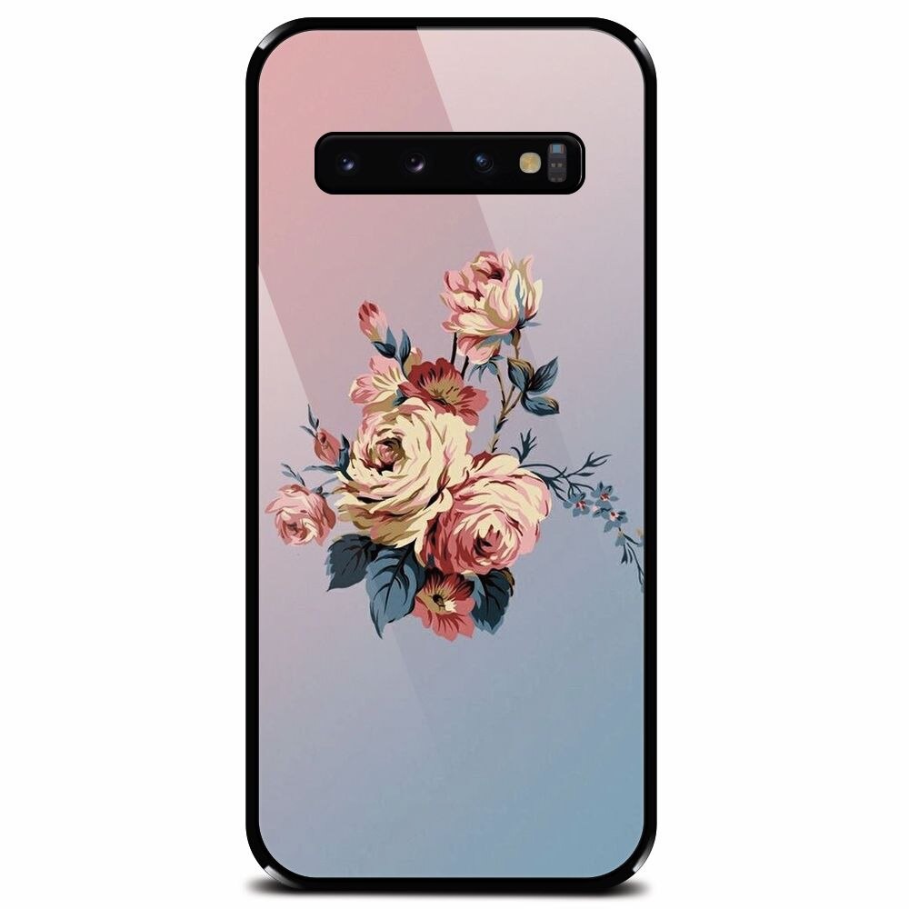 Husa din sticla securizata pentru Samsung Galaxy S10 Plus, Roses