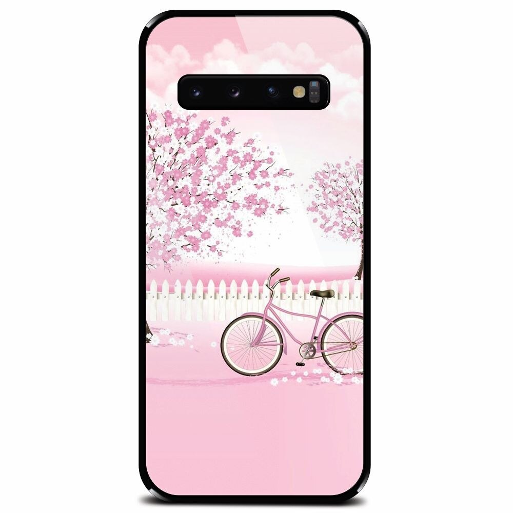 Husa din sticla securizata pentru Samsung Galaxy S10 Plus, Pink Spring