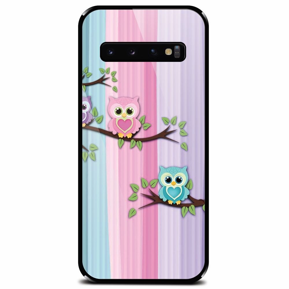 Husa din sticla securizata pentru Samsung Galaxy S10 Plus, Cute Owl