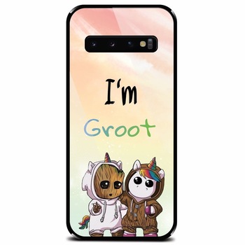 Husa din sticla securizata pentru Samsung Galaxy S10, Im Groot Husa din sticla securizata pentru Samsung Galaxy S10, Im Groot