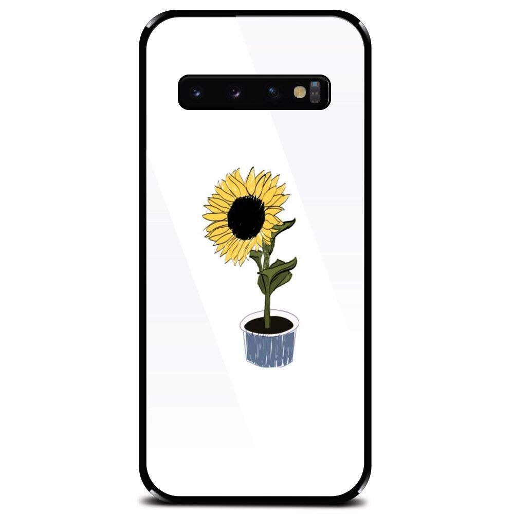 Husa din sticla securizata pentru Samsung Galaxy S10, Sun Flower