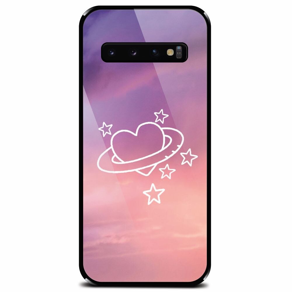 Husa din sticla securizata pentru Samsung Galaxy S10 Plus, Galaxy Heart