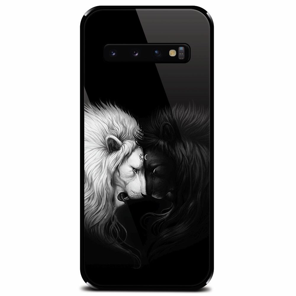 Husa din sticla securizata pentru Samsung Galaxy S10 Plus, Lions