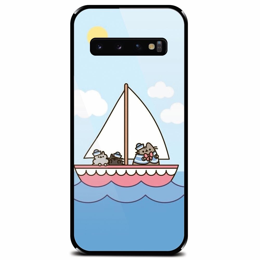 Husa din sticla securizata pentru Samsung Galaxy S10 Plus, Happy Sailors