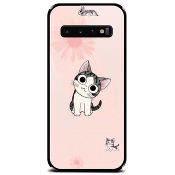 Husa din sticla securizata pentru Samsung Galaxy S10 Plus, Cute Cat 101 Husa din sticla securizata pentru Samsung Galaxy S10 Plus, Cute Cat 101