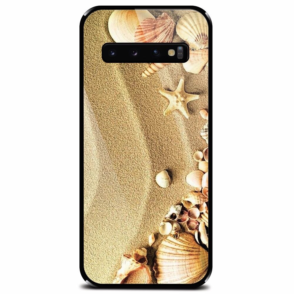 Husa din sticla securizata pentru Samsung Galaxy S10 Plus, Beach Sand Gold