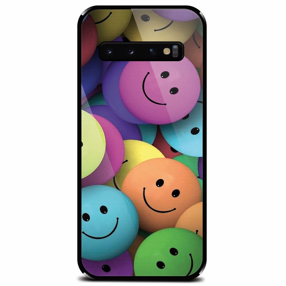 Husa din sticla securizata pentru Samsung Galaxy S10 Plus, Smiles