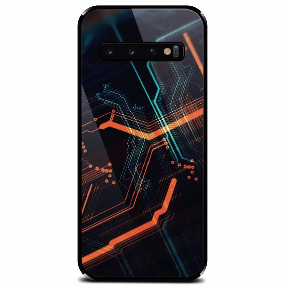 Husa din sticla securizata pentru Samsung Galaxy S10 Plus, Circuits